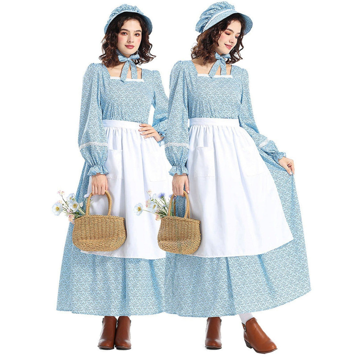 PioneerHome™ Colonial Dress Women's Prairie Pioneer Dress Floral Pilgrim Dress Civil War Dress - PioneerHome™