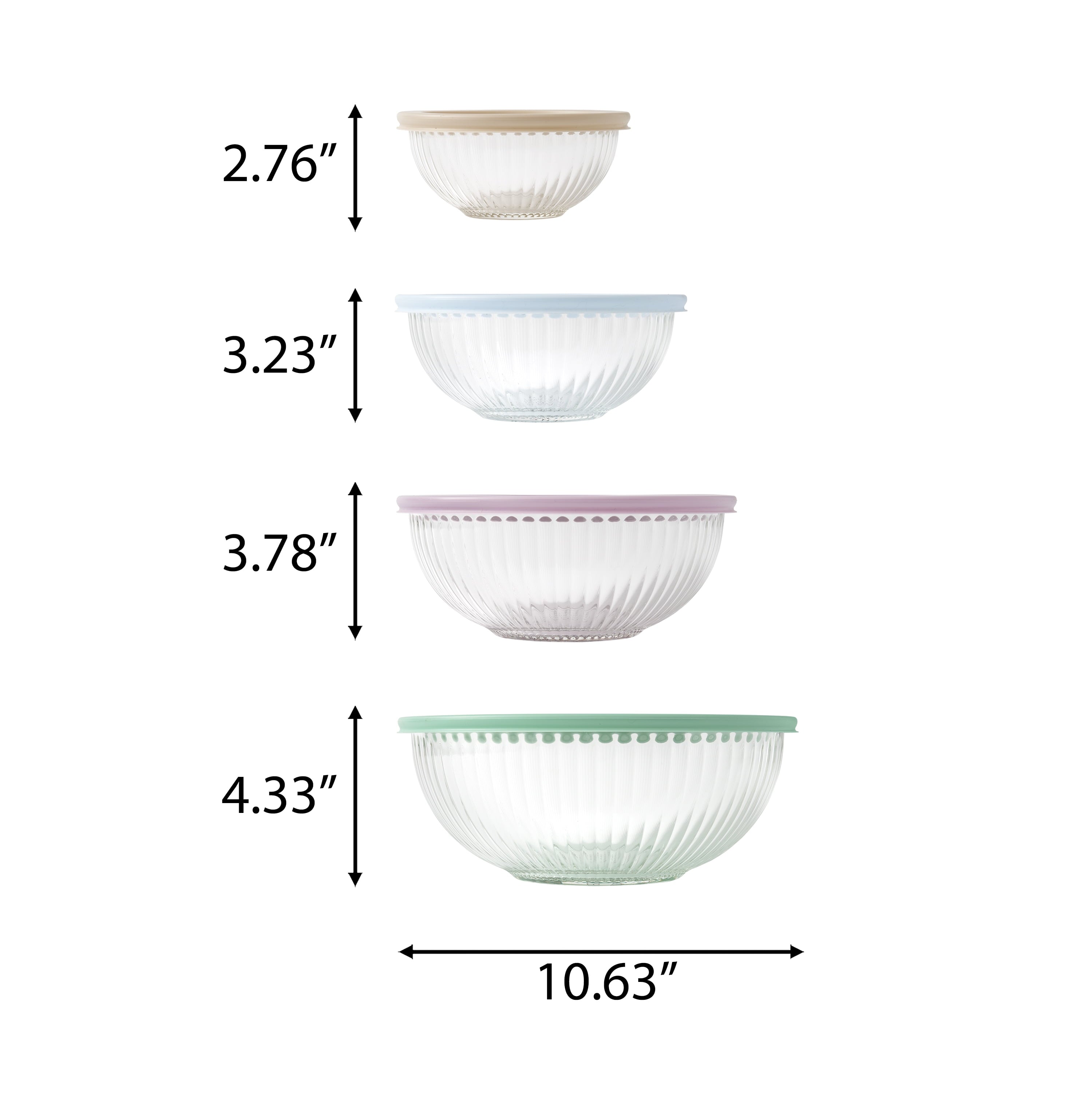 PioneerHome™ 8-Piece Glass Mixing Bowl Set - PioneerHome™