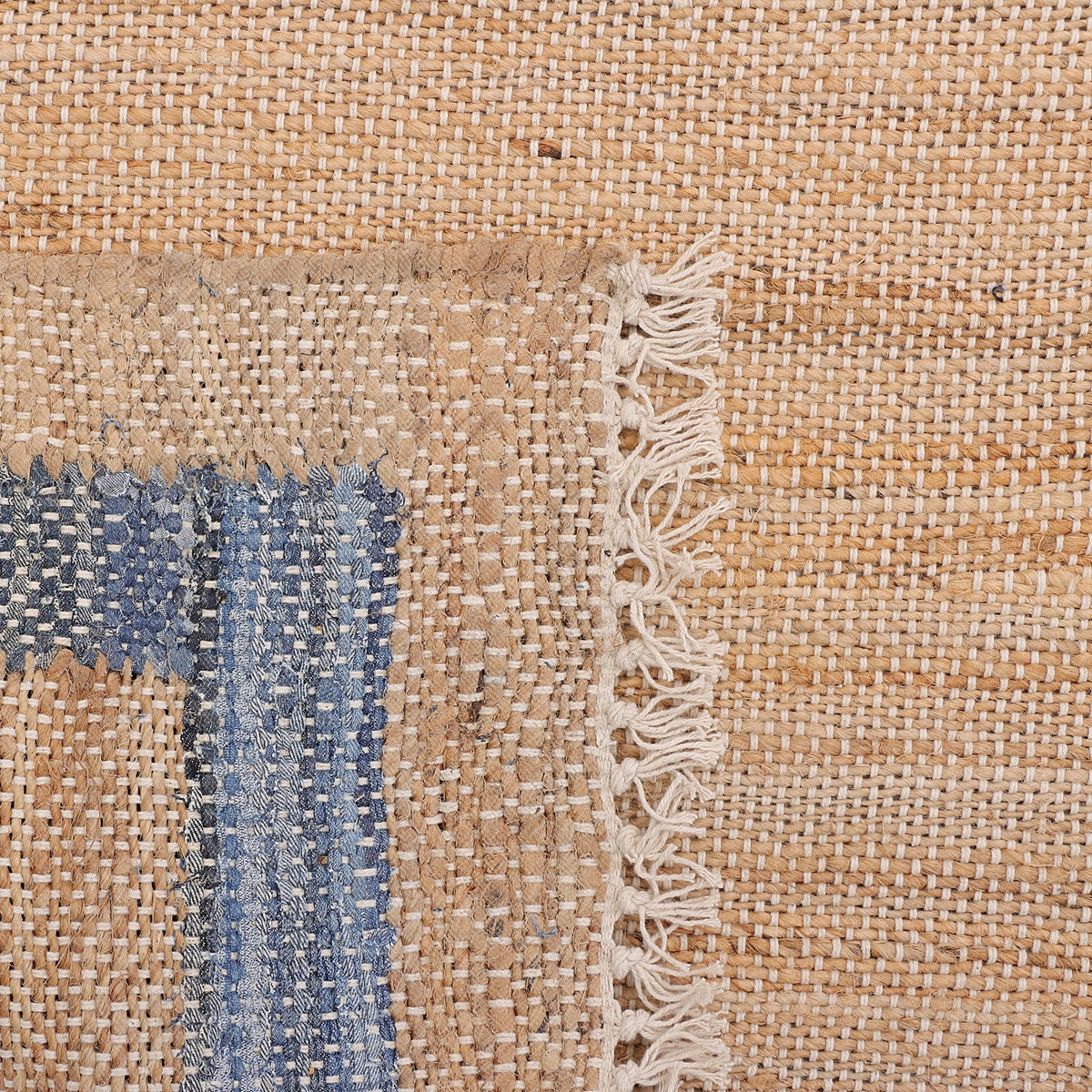 PioneerHome™ Denim Jute Runner Rug, Natural with Blue Border, 30 x 96 Inches - PioneerHome™