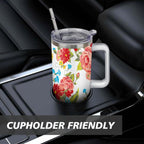 PioneerHome™ 40 Oz Tumbler with Handle Lid and Straw Pioneer Flower Women Stainless Steel Travel Mug Double - PioneerHome™