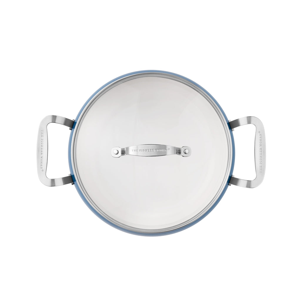PioneerHome™ Harlow 7.5 Qt Ceramic Non-Stick Stock Pot with Lid, Denim Blue - Farmhouse - PioneerHome™