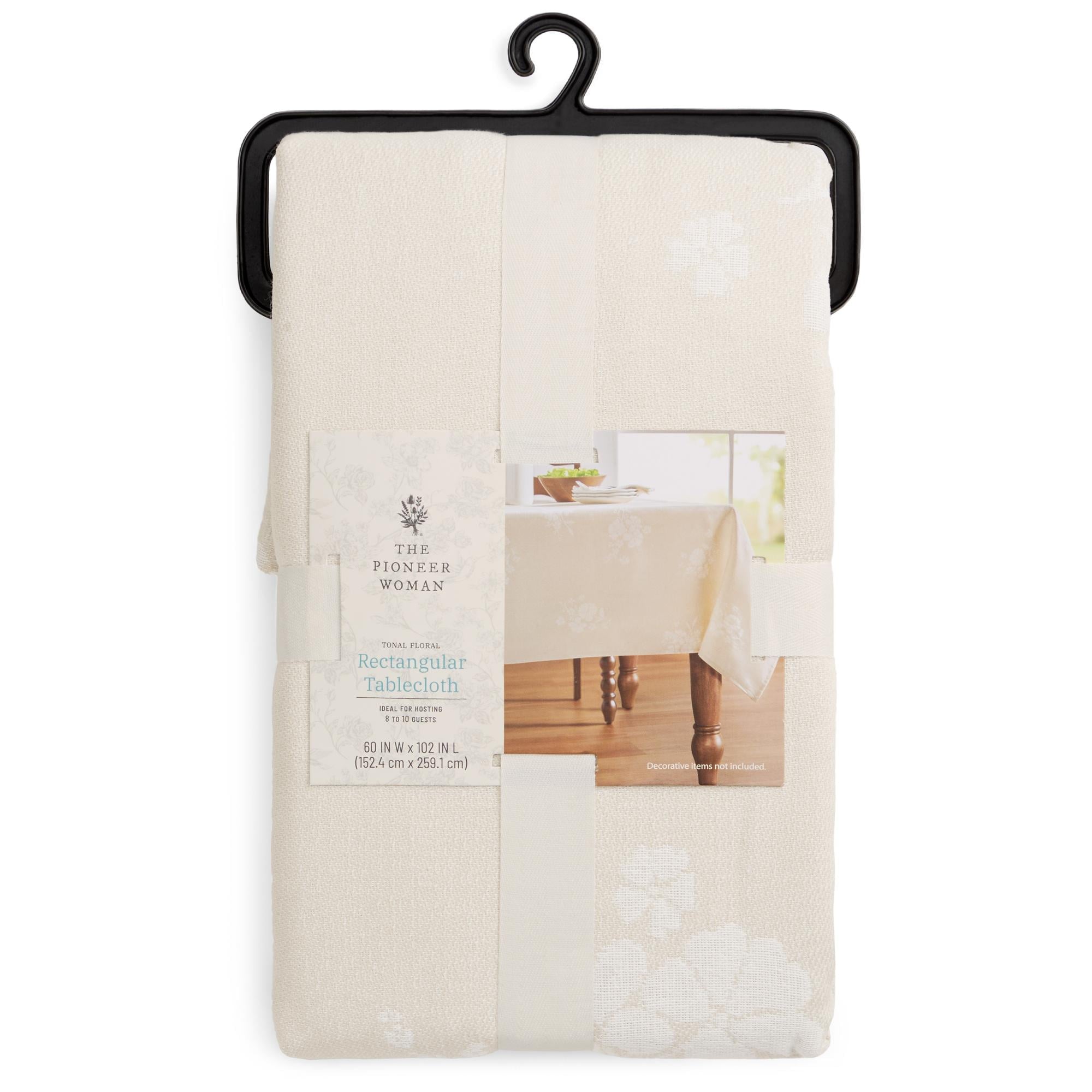 PioneerHome™ Tonal Floral Jacquard Woven Fabric Tablecloth, Light Taupe, 60"W x 102"L - PioneerHome™