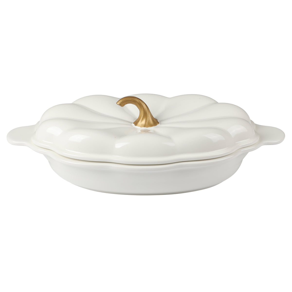 PioneerHome™ 3-Quart Oval Pumpkin Stoneware Baker with Lid, Linen - PioneerHome™