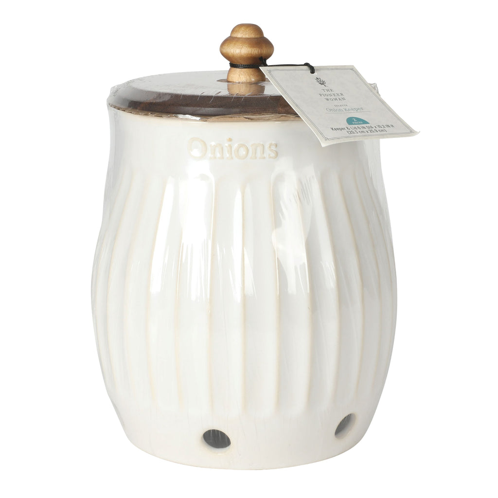 PioneerHome™ Colette Stoneware Onion Keeper, White - PioneerHome™