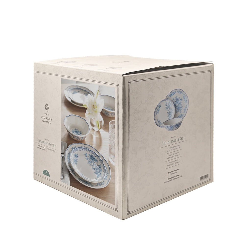 PioneerHome™ Agatha 12-Piece Stoneware Dinnerware Set, Blue - PioneerHome™