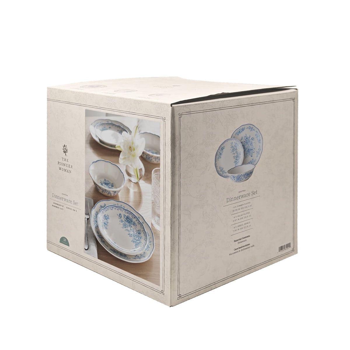 PioneerHome™ Agatha 12-Piece Stoneware Dinnerware Set, Blue - PioneerHome™