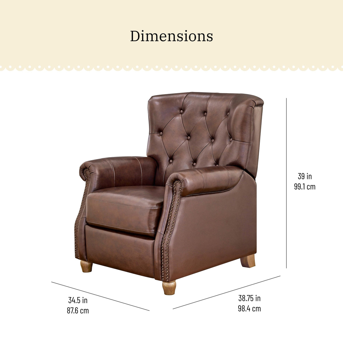 PioneerHome™ Pioneer Woman Harper Leather Recliner with Whiskey Upholstery - PioneerHome™