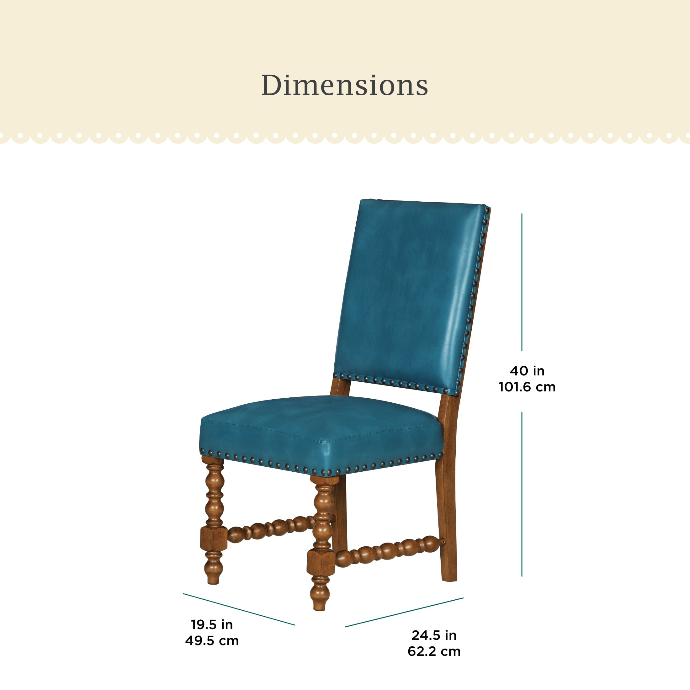 PioneerHome™ Harper Faux Leather Dining Chairs, Turquoise, Set of 2 - PioneerHome™
