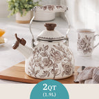 PioneerHome™ 2.0-Quart Enamel on Steel Agatha Tea Kettle, Brown - PioneerHome™