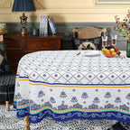 PioneerHome™ Polish Pottery Style Tablecloth, Blue Ceramic Table Cloth, Farmhouse Tablecover for Oval Tables 60 x 84, - PioneerHome™