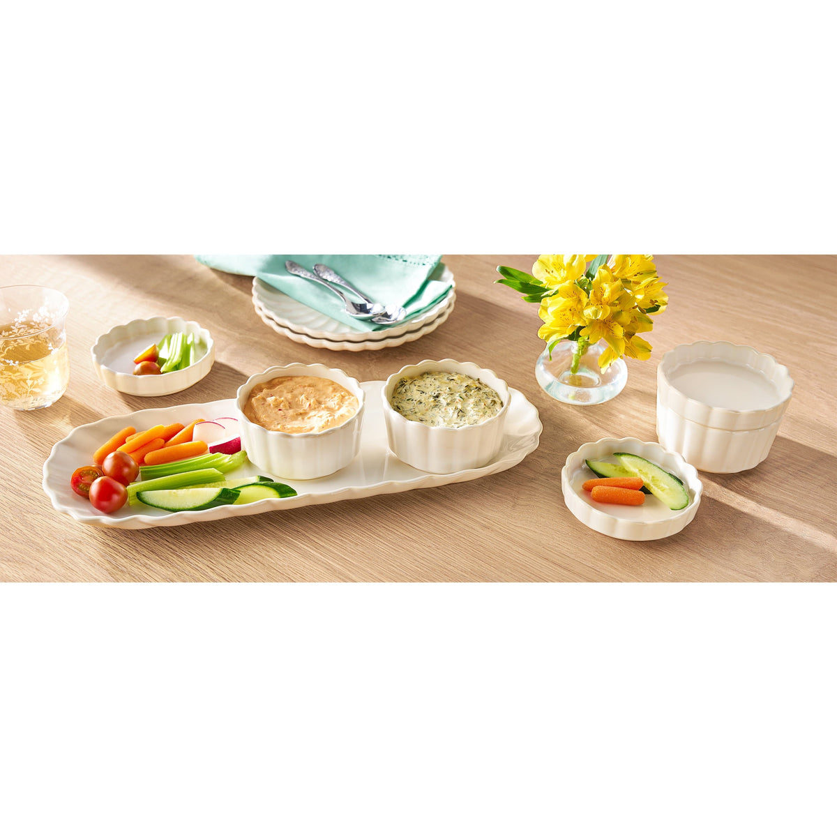 PioneerHome™ Pioneer Woman Cream Colette Tray with 3 Bowls with lids - PioneerHome™