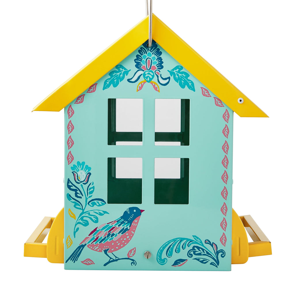 PioneerHome™ Bird Ogee Metal Squirrel Proof Hopper Bird Feeder 5.5QT , Teal Yellow - PioneerHome™