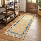 PioneerHome™ Denim Jute Runner Rug, Natural with Blue Border, 30 x 96 Inches - PioneerHome™