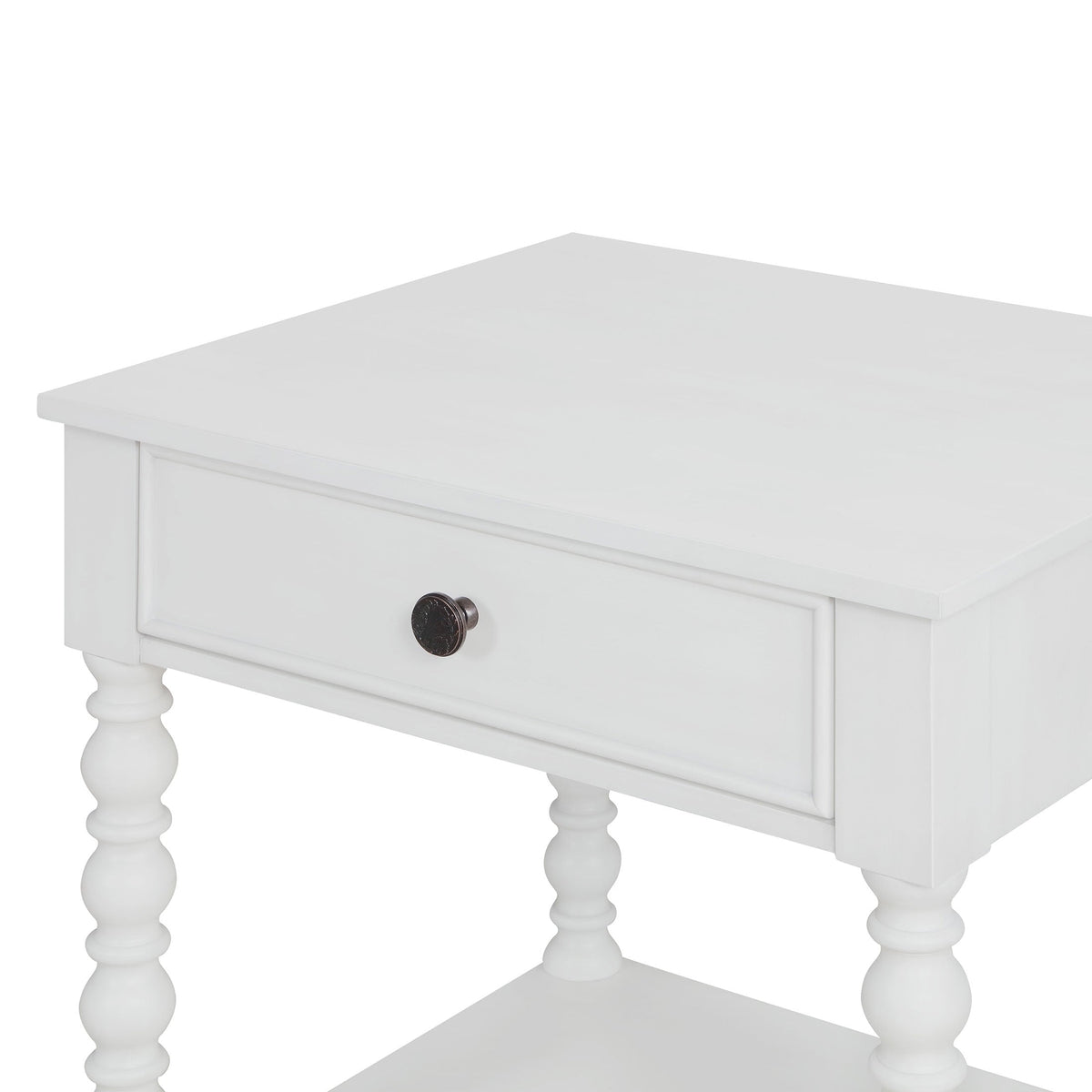 PioneerHome™ Harper Spindle Nightstand with USB Charging Ports, Adults and Teens, White Finish - PioneerHome™