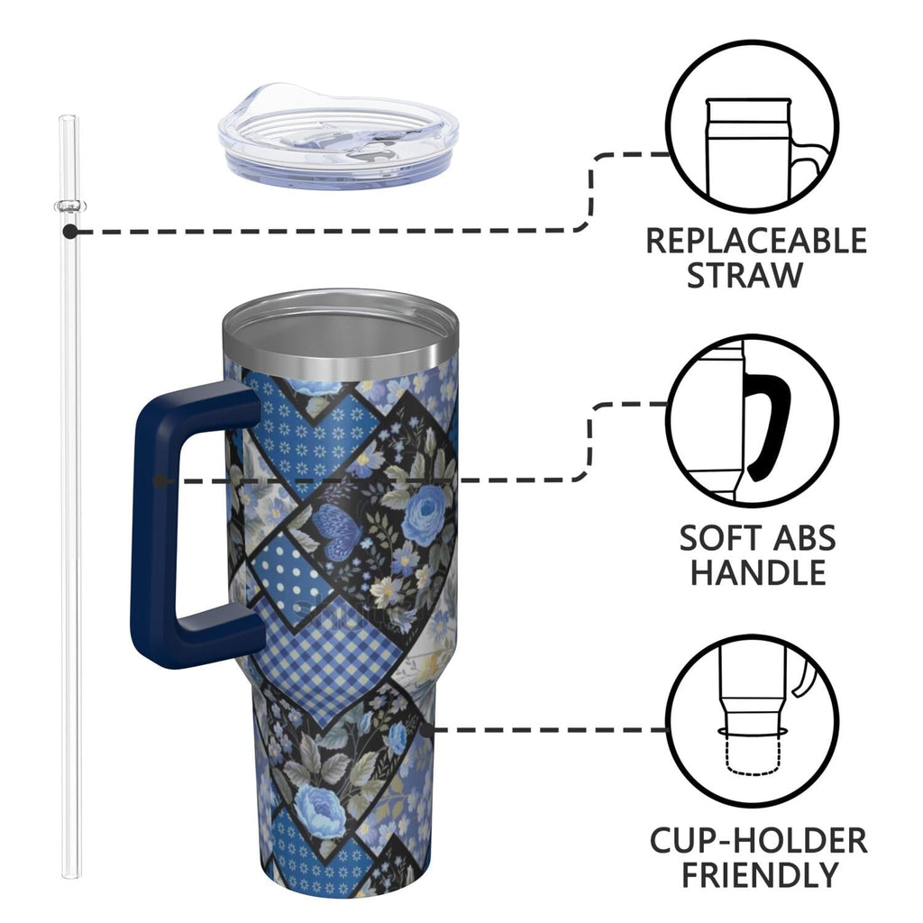 PioneerHome™ Pioneer Flower Tumbler with Handle and Lid,40oz Pioneer Flower Double Wall Vacuum Insulated Tumbler,Pioneer Flower - PioneerHome™