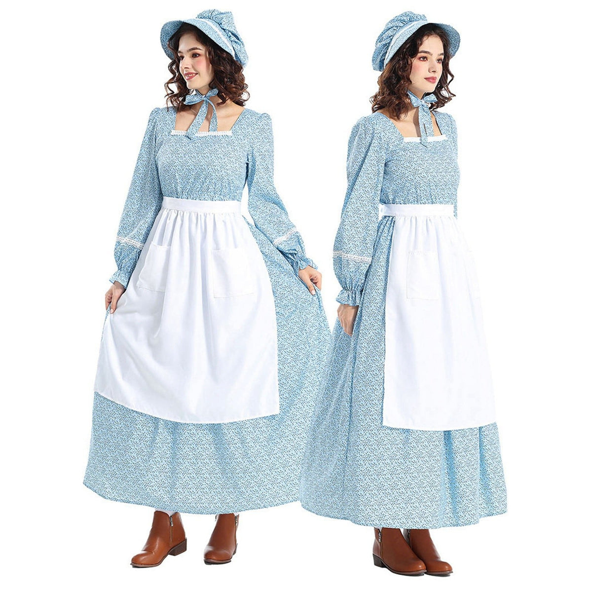 PioneerHome™ Colonial Dress Women's Prairie Pioneer Dress Floral Pilgrim Dress Civil War Dress - PioneerHome™