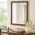 PioneerHome™ Harper Spindle Wood Decorative Wall Mirror, Beaded Turned Wood Mirror, Rustic Brown 24x30 - PioneerHome™