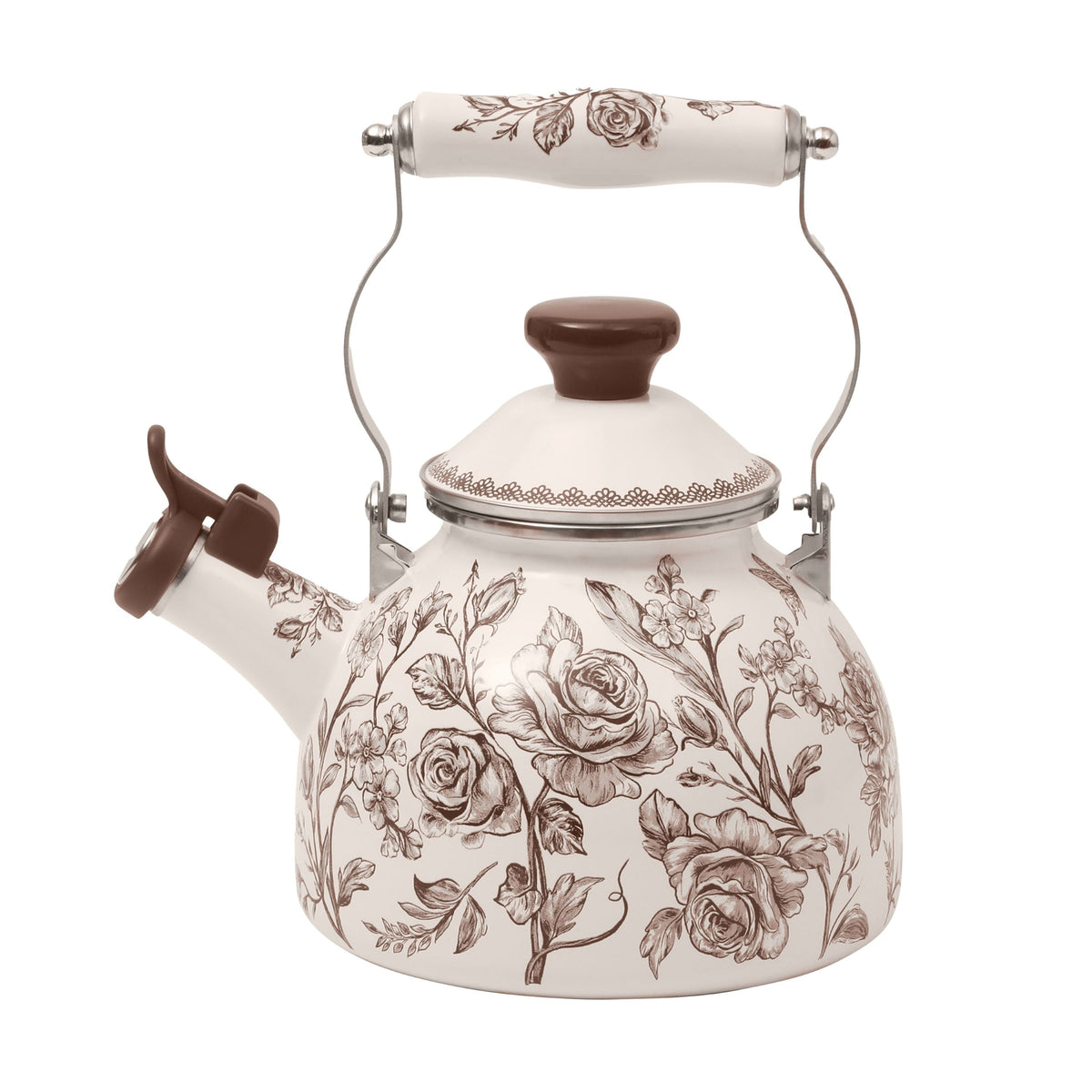 PioneerHome™ 2.0-Quart Enamel on Steel Agatha Tea Kettle, Brown - PioneerHome™