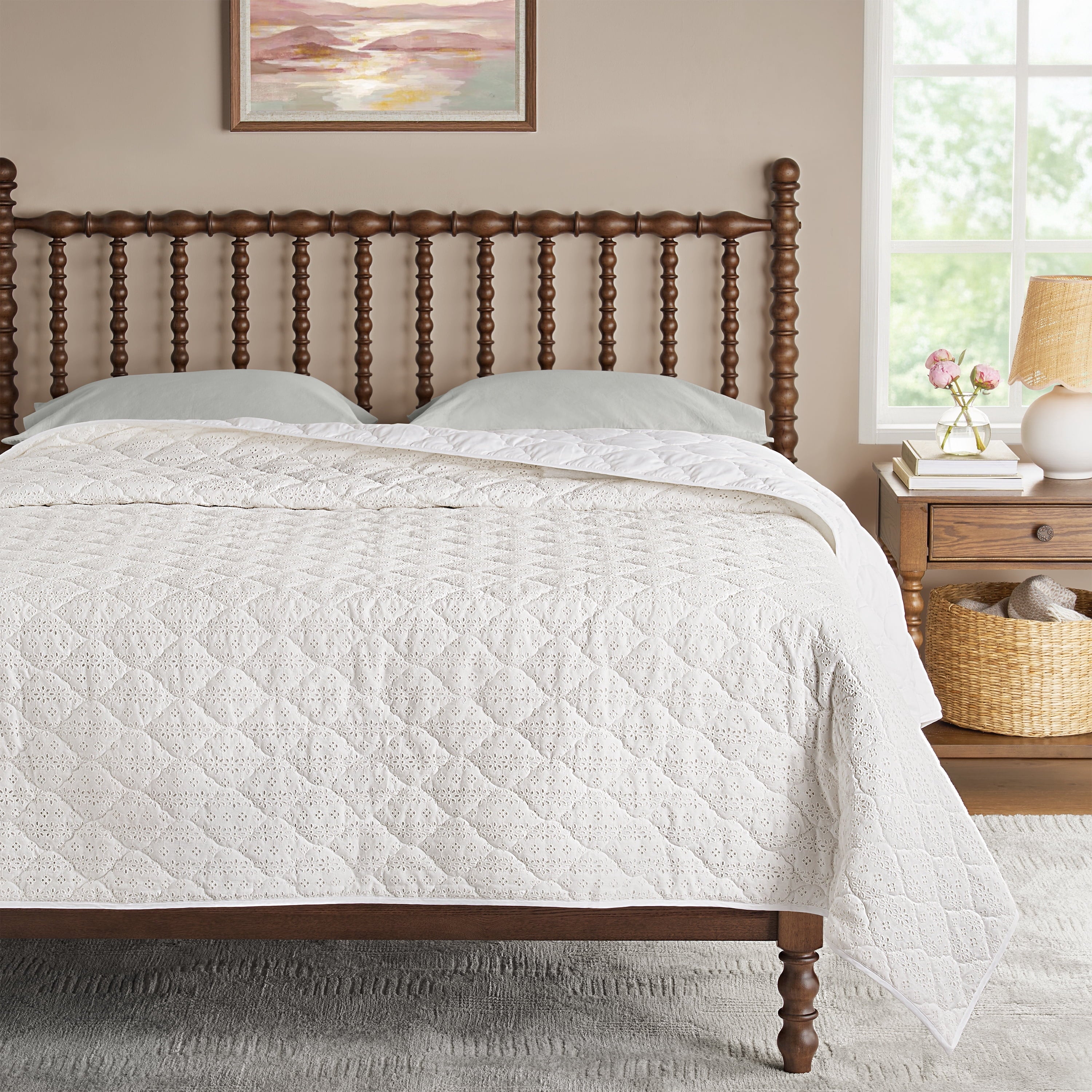 PioneerHome™ Eloise Floral Velvet Quilt, Full/Queen, Blue Dust Bedding - PioneerHome™