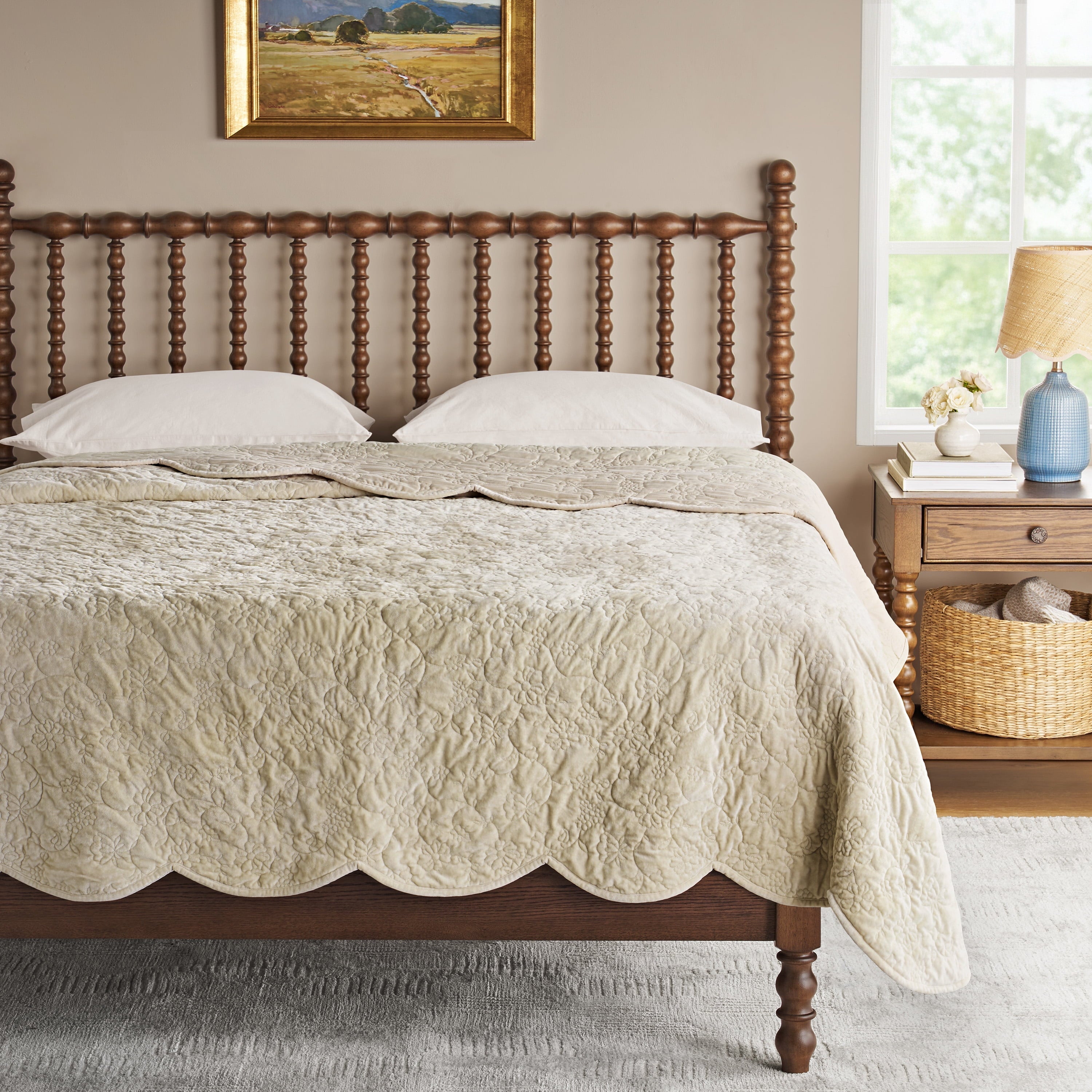 PioneerHome™ Eloise Floral Velvet Quilt, Full/Queen, Blue Dust Bedding - PioneerHome™