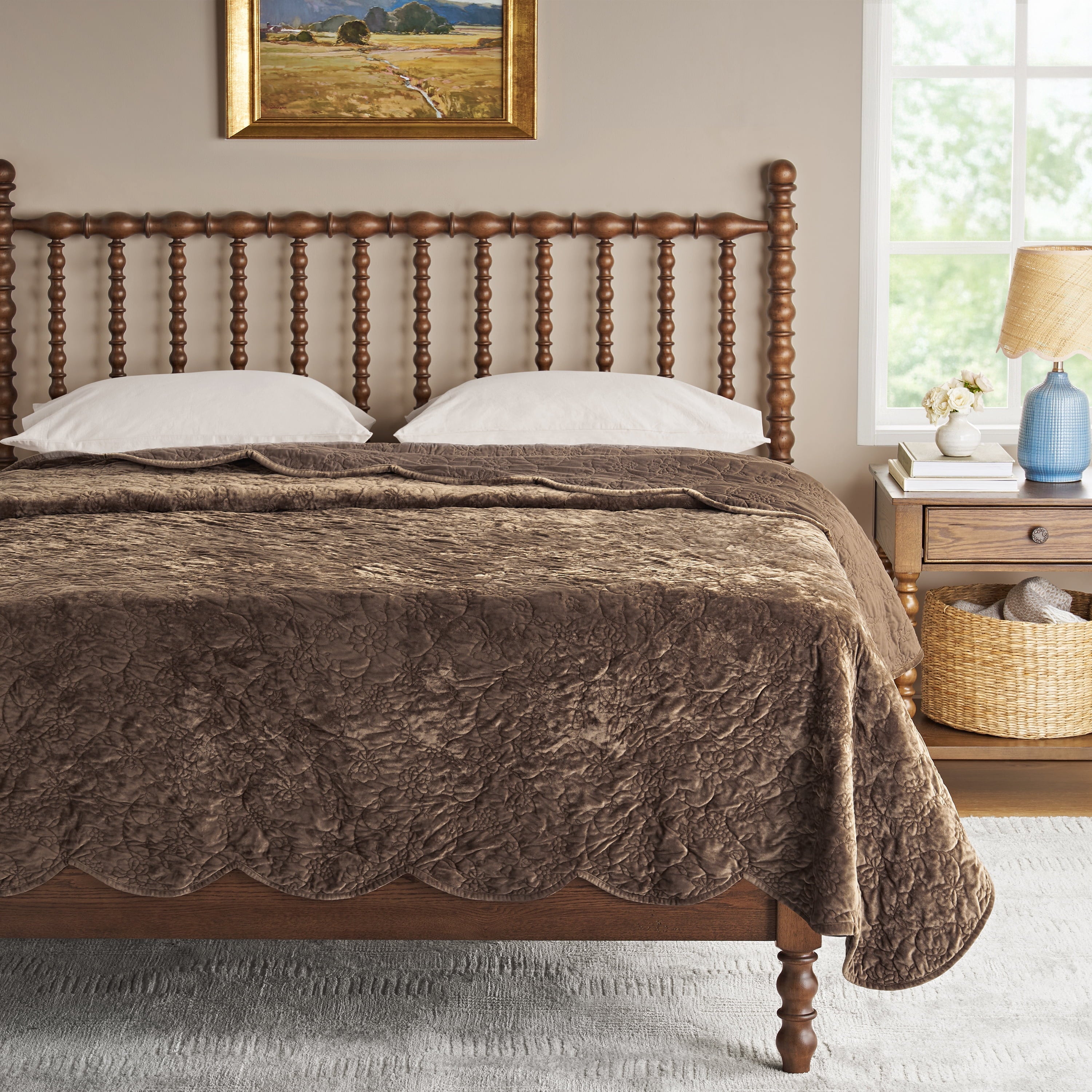PioneerHome™ Eloise Floral Velvet Quilt, Full/Queen, Blue Dust Bedding - PioneerHome™