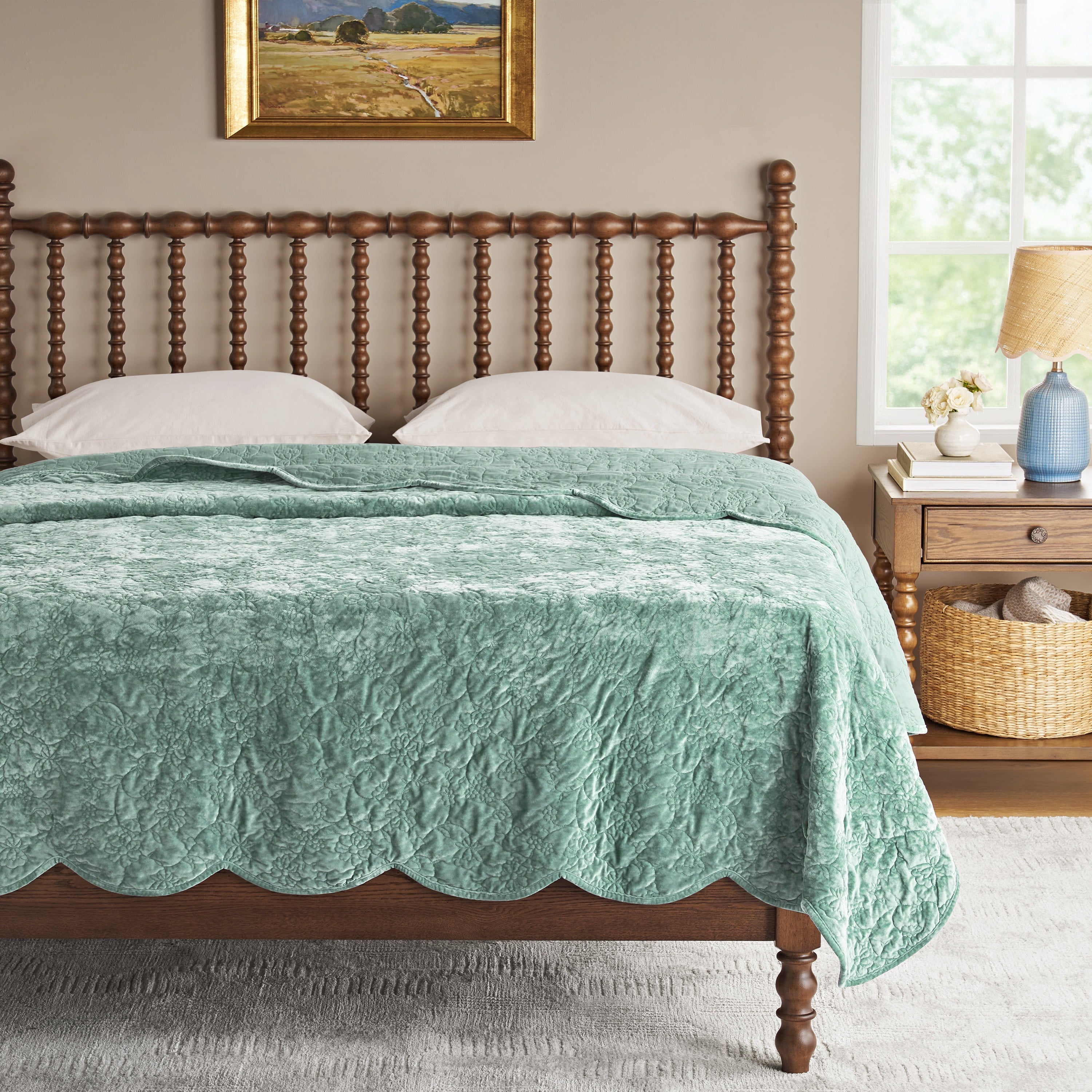 PioneerHome™ Eloise Floral Velvet Quilt, Full/Queen, Blue Dust Bedding - PioneerHome™