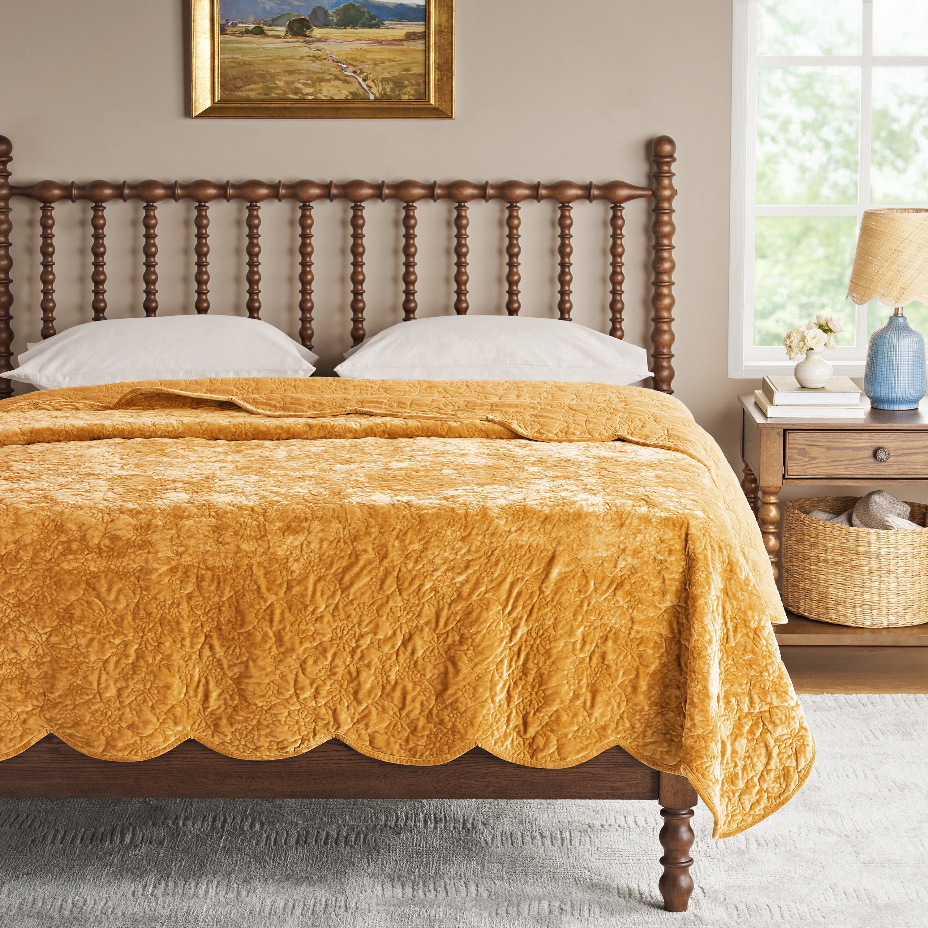 PioneerHome™ Eloise Floral Velvet Quilt, Full/Queen, Blue Dust Bedding - PioneerHome™