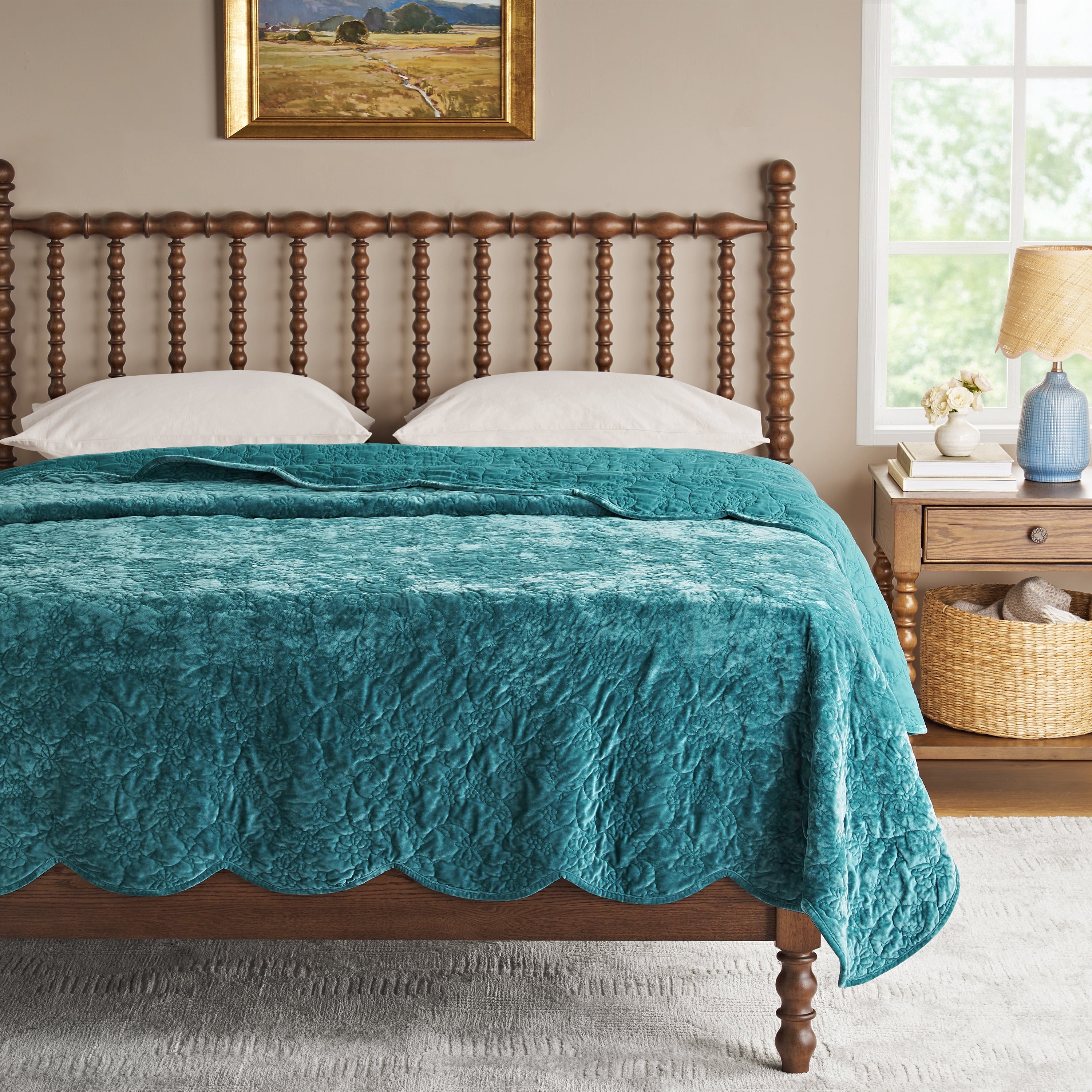 PioneerHome™ Eloise Floral Velvet Quilt, Full/Queen, Blue Dust Bedding - PioneerHome™