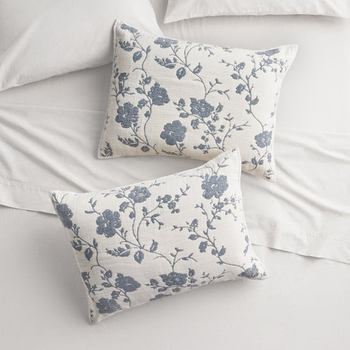 PioneerHome™ Agatha Floral Gauze Pillow Sham, Standard, Blue Dust, 2 Pack - Cozy Cottage - PioneerHome™