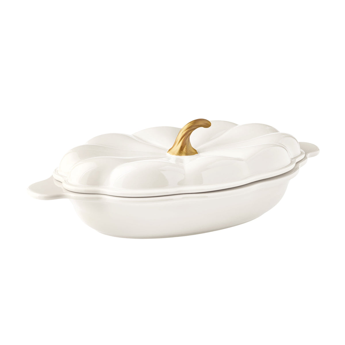 PioneerHome™ 3-Quart Oval Pumpkin Stoneware Baker with Lid, Linen - PioneerHome™