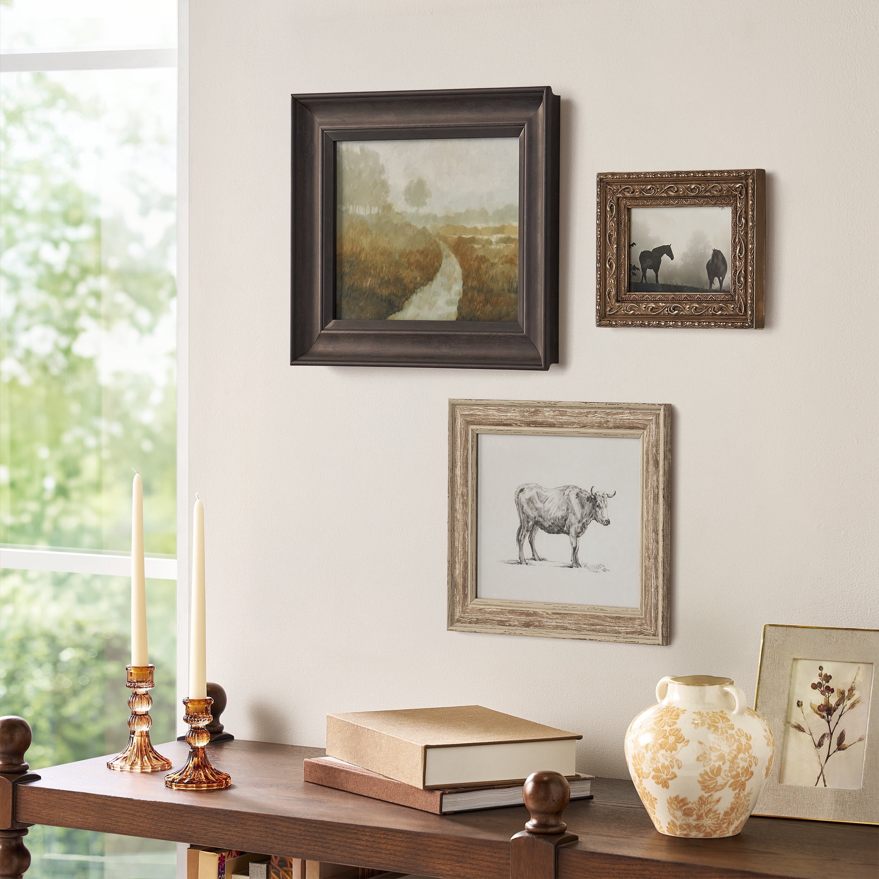 PioneerHome™ Western Landscape Wall Art Set: Rustic Cowboy Nature Canvas Prints, Vintage Ranch Decor - PioneerHome™
