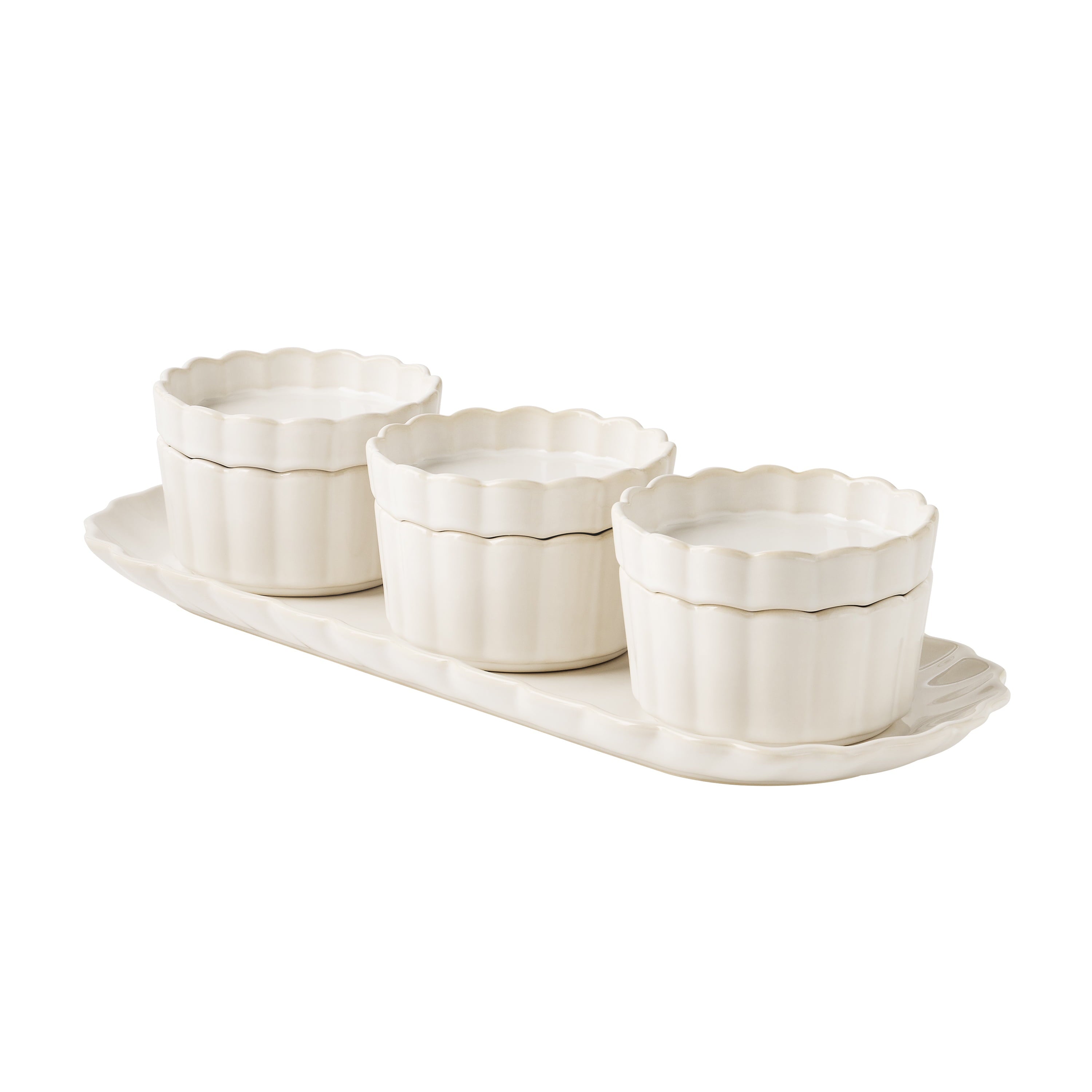 PioneerHome™ Pioneer Woman Cream Colette Tray with 3 Bowls with lids - PioneerHome™
