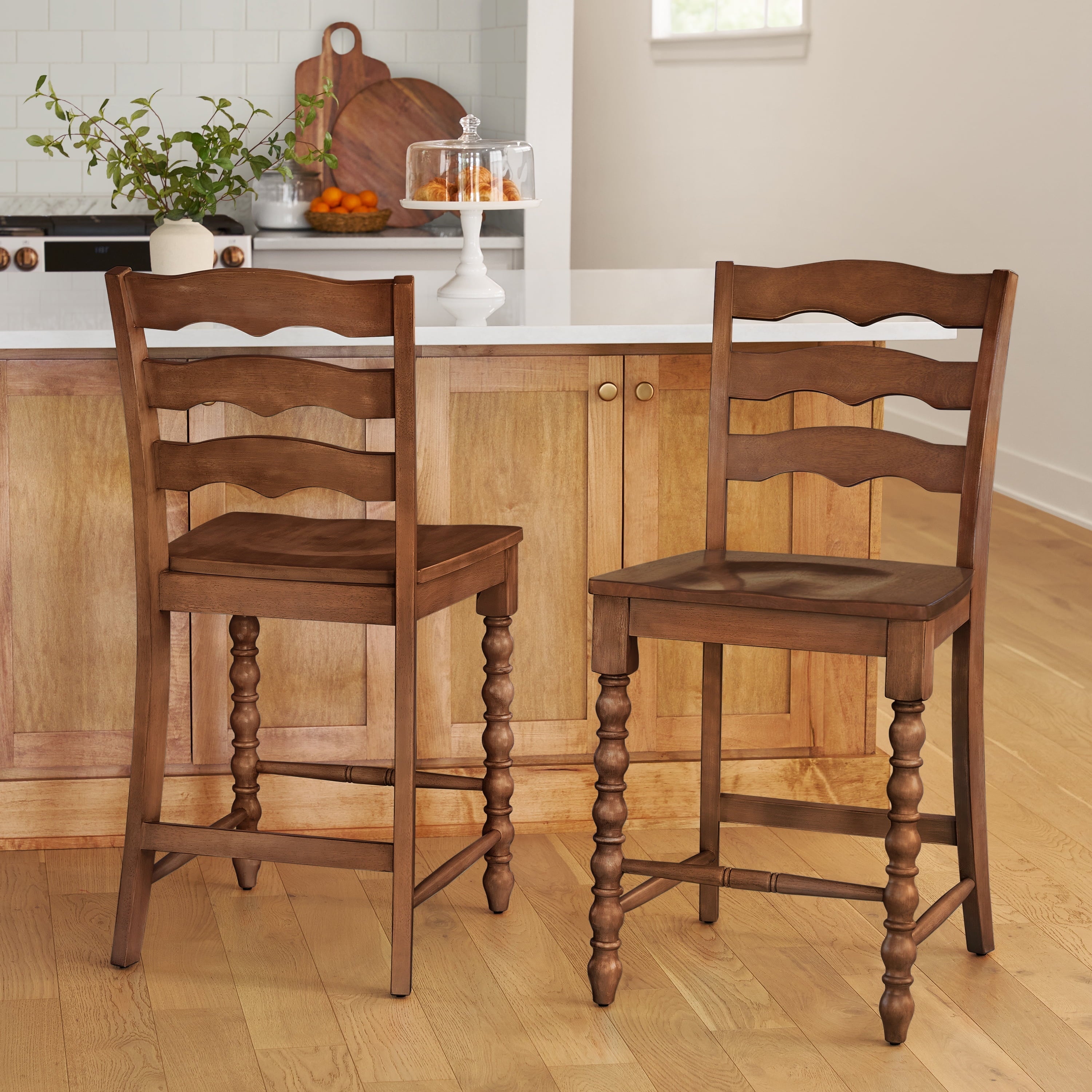 PioneerHome™ Harper Counter-height Wood Stools, 2 Pack, White - PioneerHome™