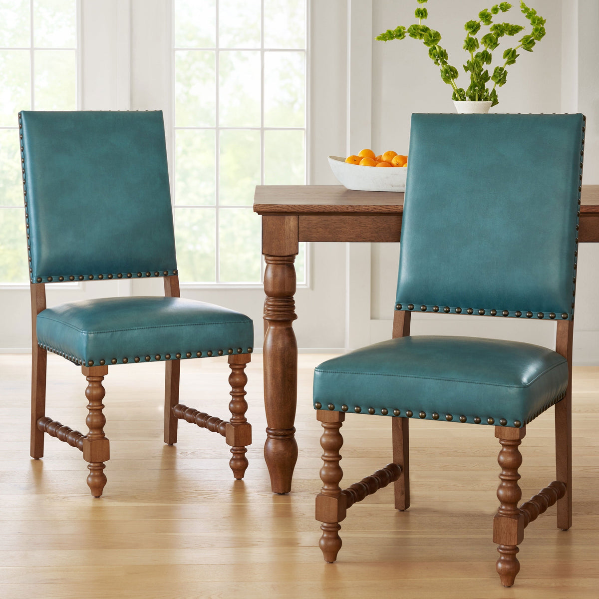 PioneerHome™ Harper Faux Leather Dining Chairs, Turquoise, Set of 2 - PioneerHome™