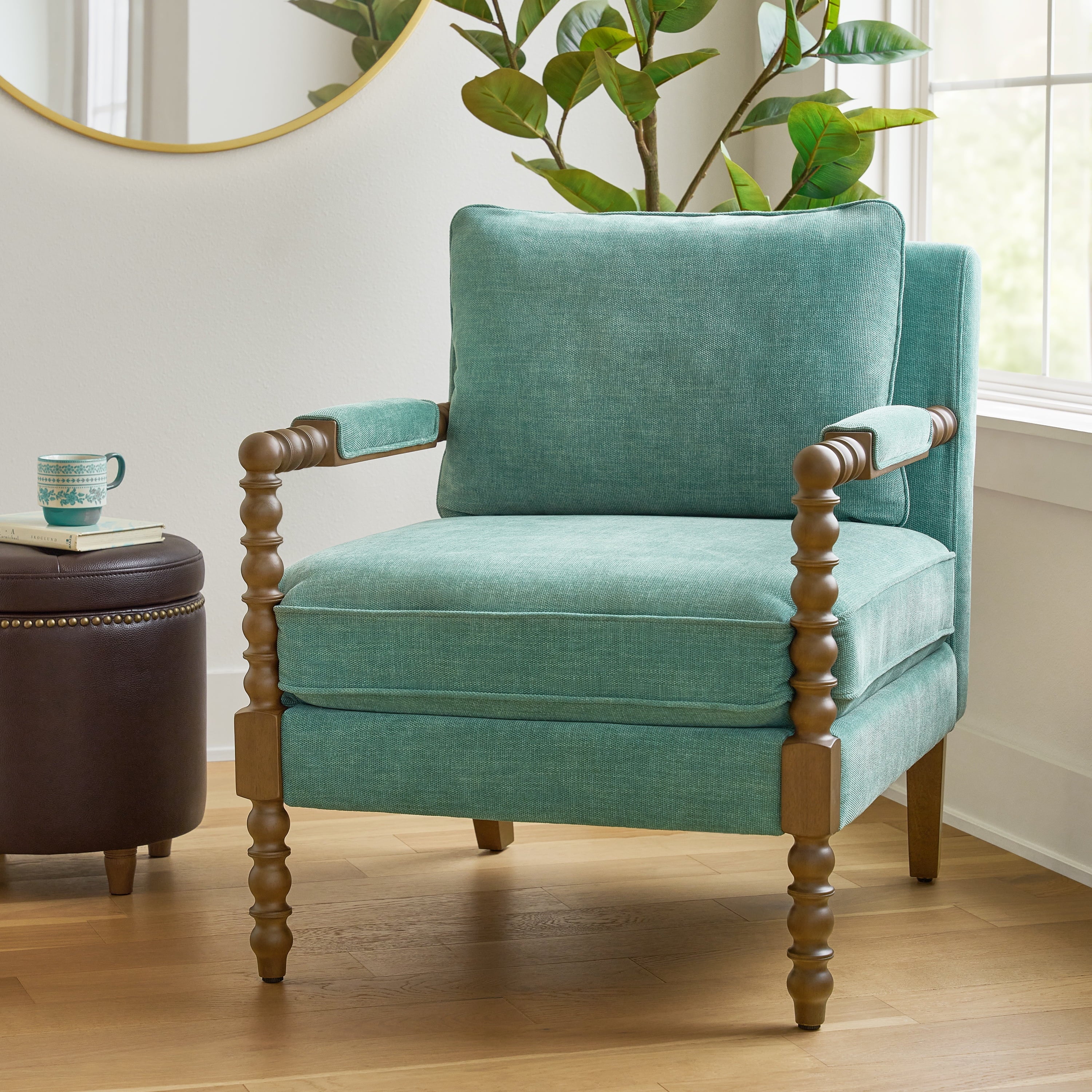 PioneerHome™ Pioneer Woman Harper Spindle Accent Chair, Antique White Fabric Upholstery - PioneerHome™