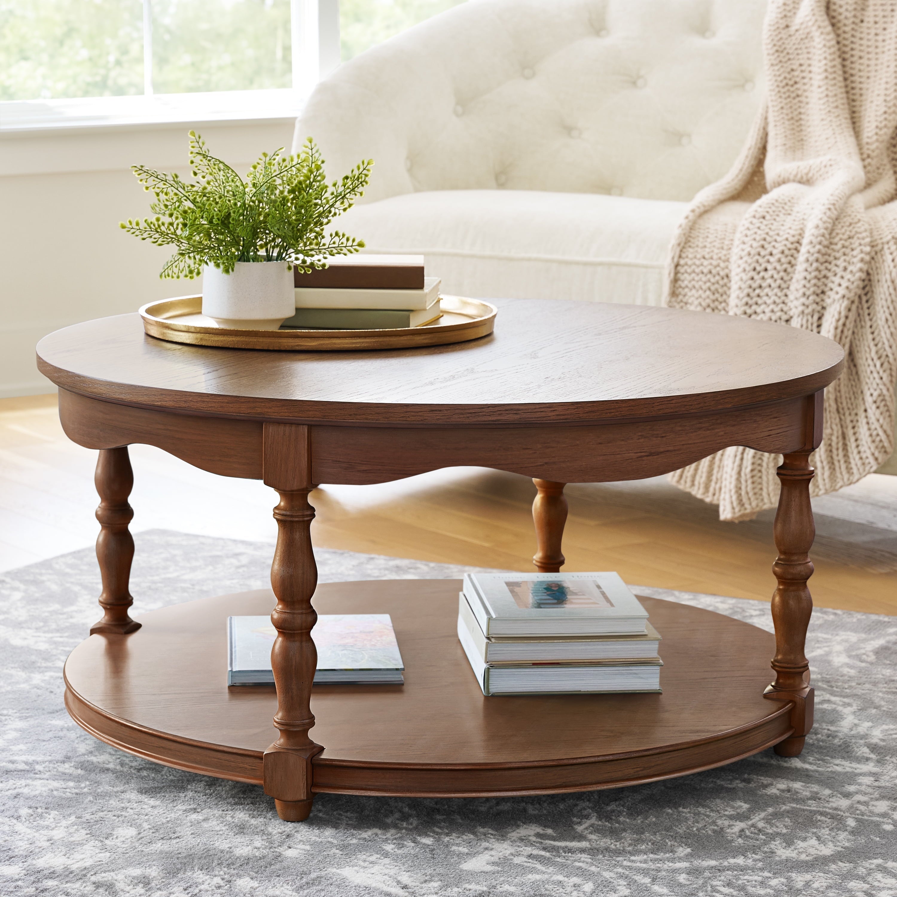 PioneerHome™ Helen Round Coffee Table, Heirloom Brown - PioneerHome™