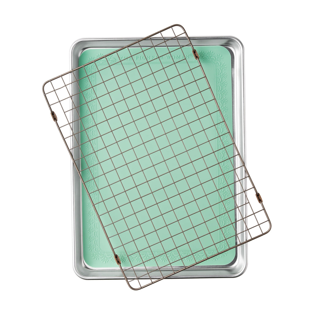 PioneerHome™ Aluminum Sheet Pan Set with Wire Rack & Silicone Baking Mat, 3-Piece, 13"x18" - PioneerHome™