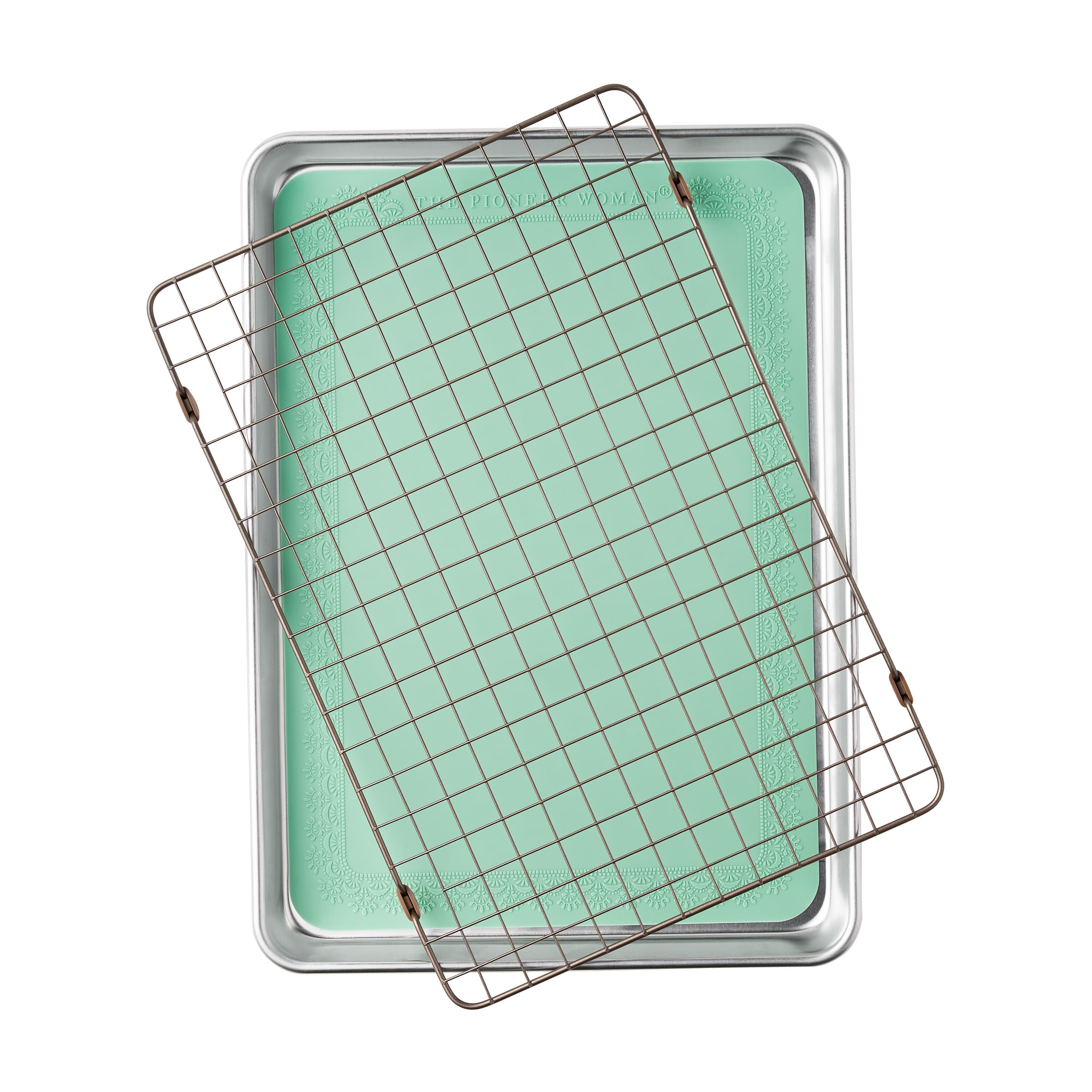 PioneerHome™ Aluminum Sheet Pan Set with Wire Rack & Silicone Baking Mat, 3-Piece, 13"x18" - PioneerHome™