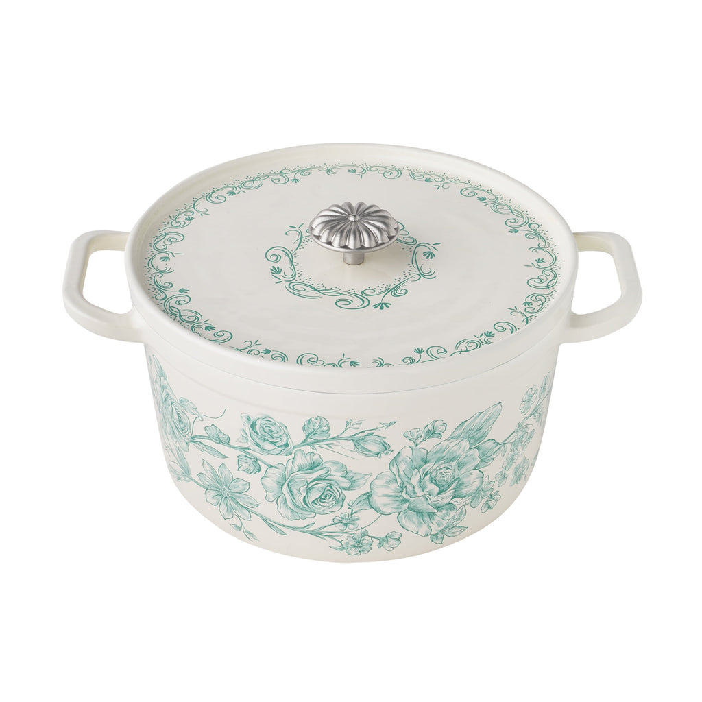 PioneerHome™ 5-Quart Enamel Cast Iron Dutch Oven with Lid, Dark Green - Rustic Home - PioneerHome™