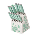 PioneerHome™ 14 Pieces Knife Set with Decal Block Stainless Steel Knives, Forged, Green Agatha - PioneerHome™