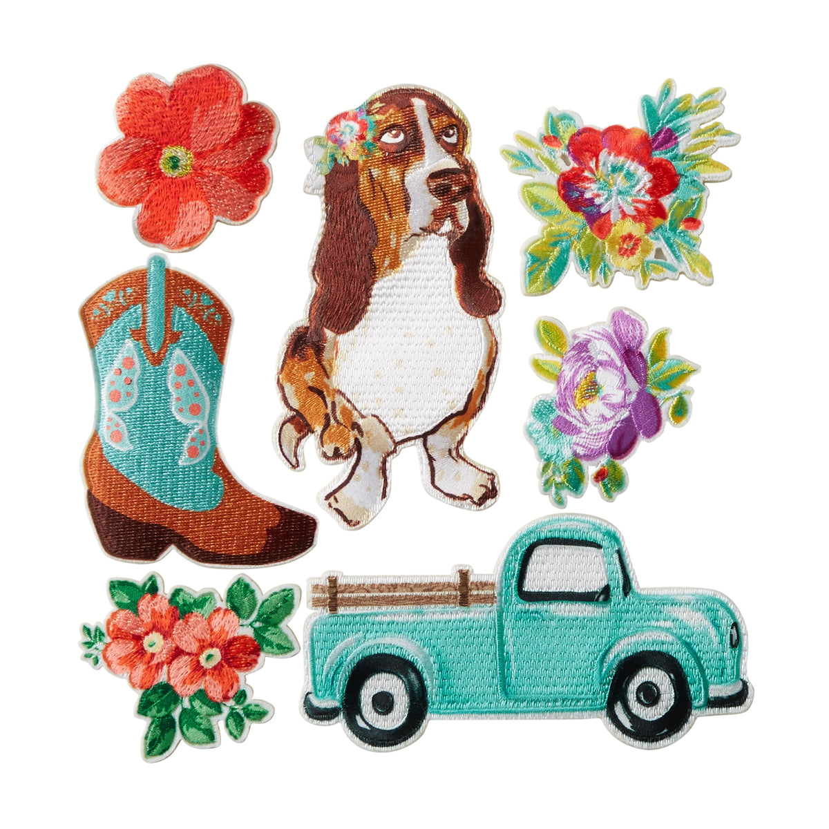 PioneerHome™ Assorted Adhesive Iron-on Patch Appliques Set, 7-Piece - PioneerHome™