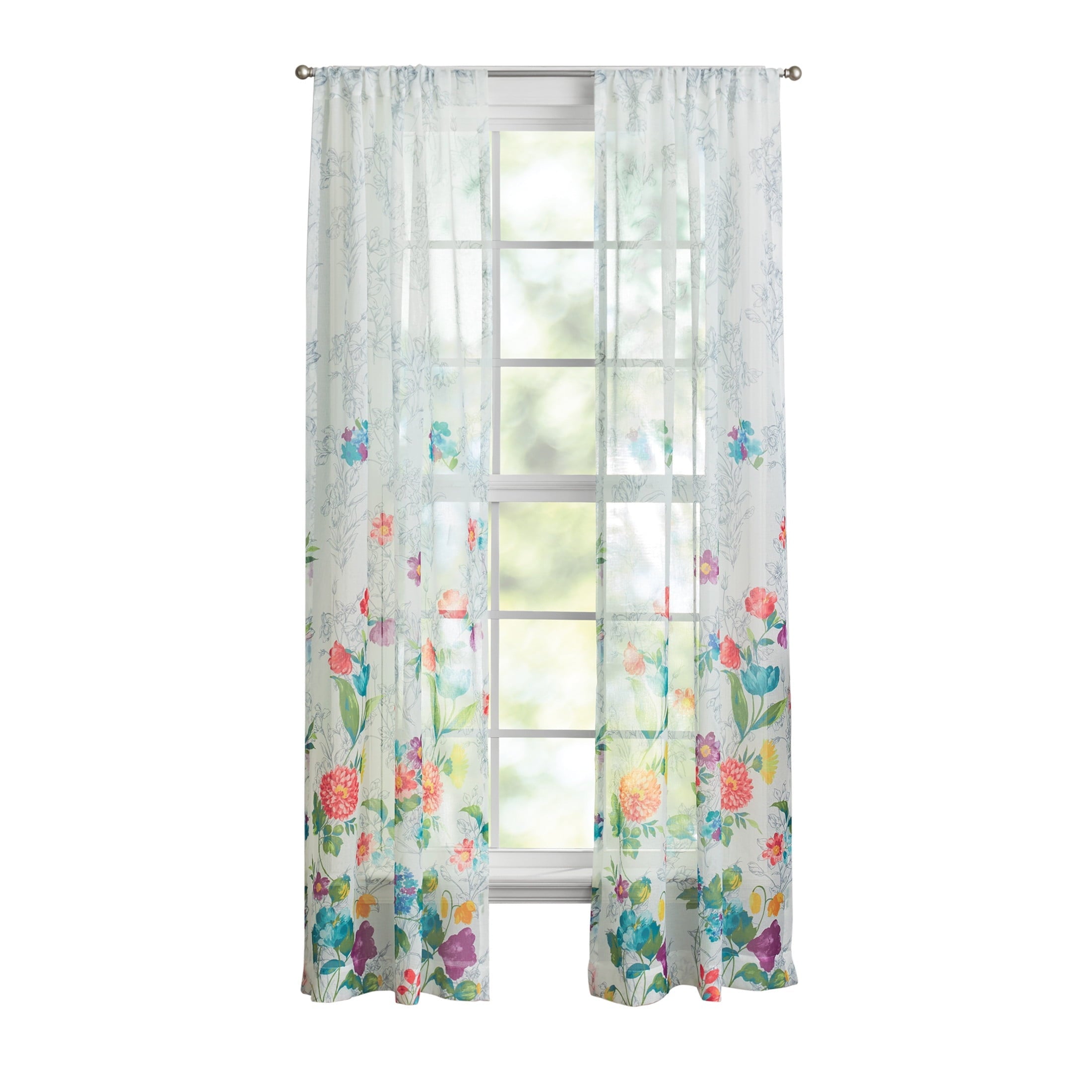 PioneerHome™ Blooming Bouquet Curtain Panel Pair, Set of 2, Floral, 40"W x 84"L - PioneerHome™