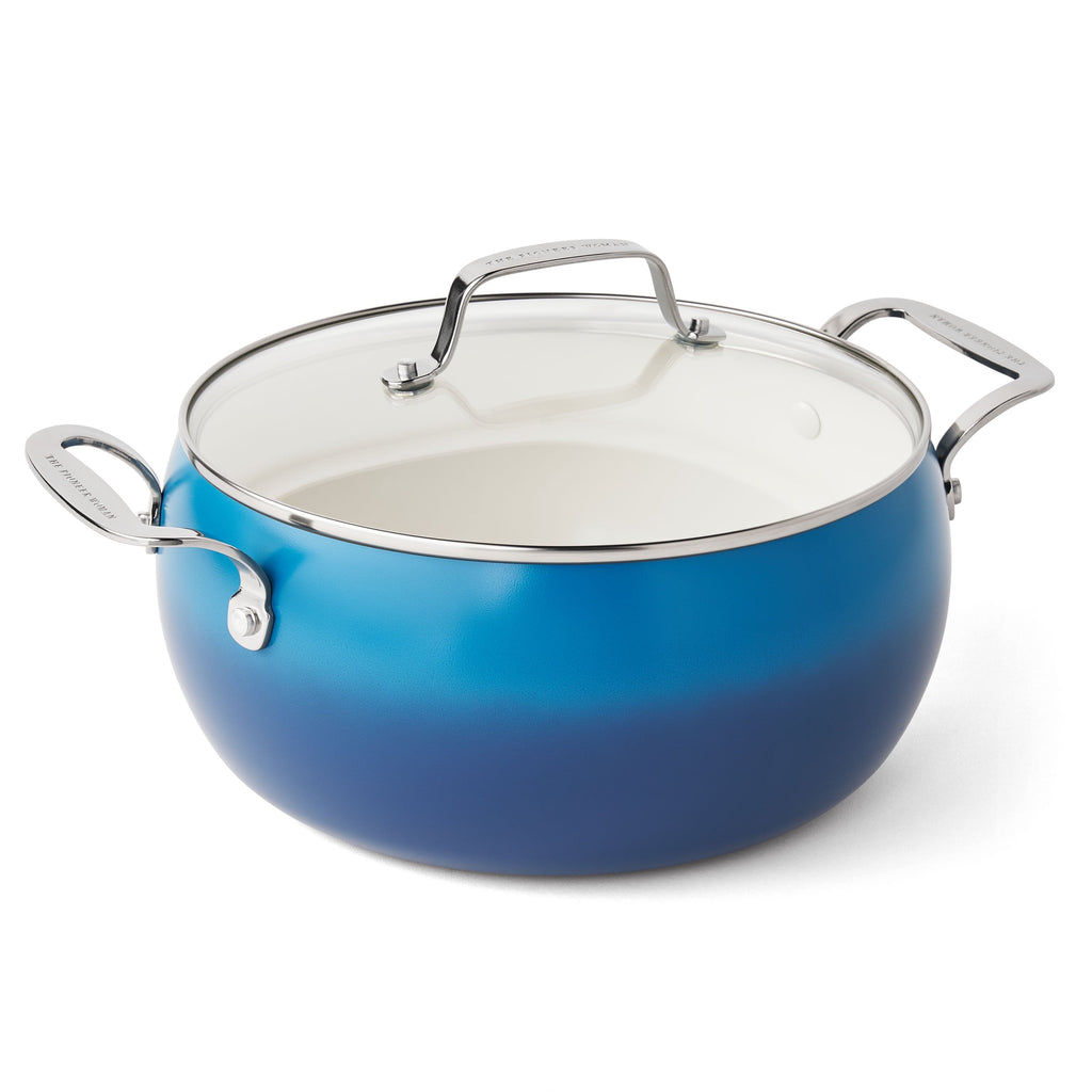 PioneerHome™ Harlow 7.5 Qt Ceramic Non-Stick Stock Pot with Lid, Denim Blue - Farmhouse - PioneerHome™