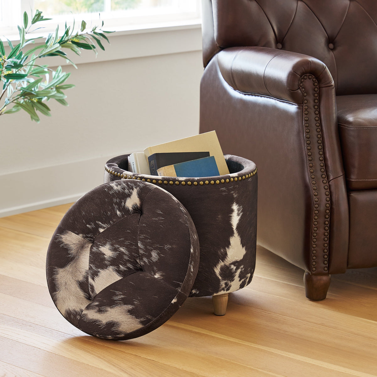 PioneerHome™ Harper Round Velvet Storage Ottoman, Jade, 17.72 in - PioneerHome™