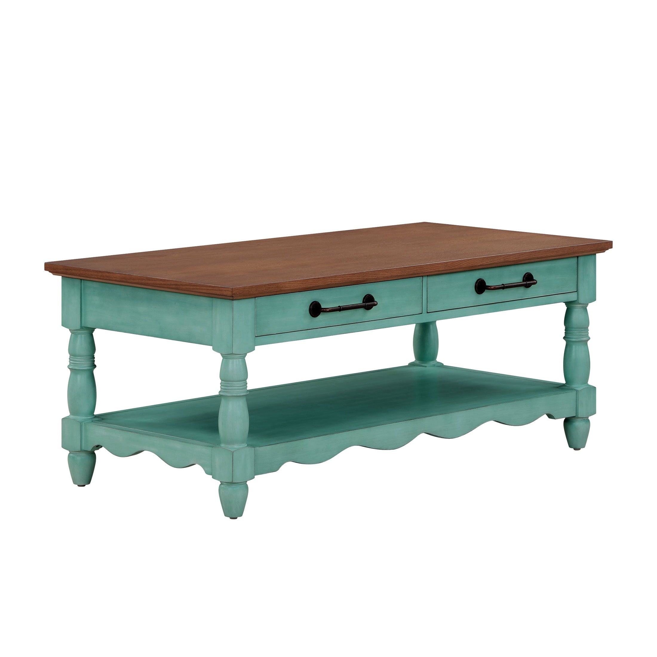 PioneerHome™ Helen Coffee Table Made With Solid Wood Frame, Teal - PioneerHome™
