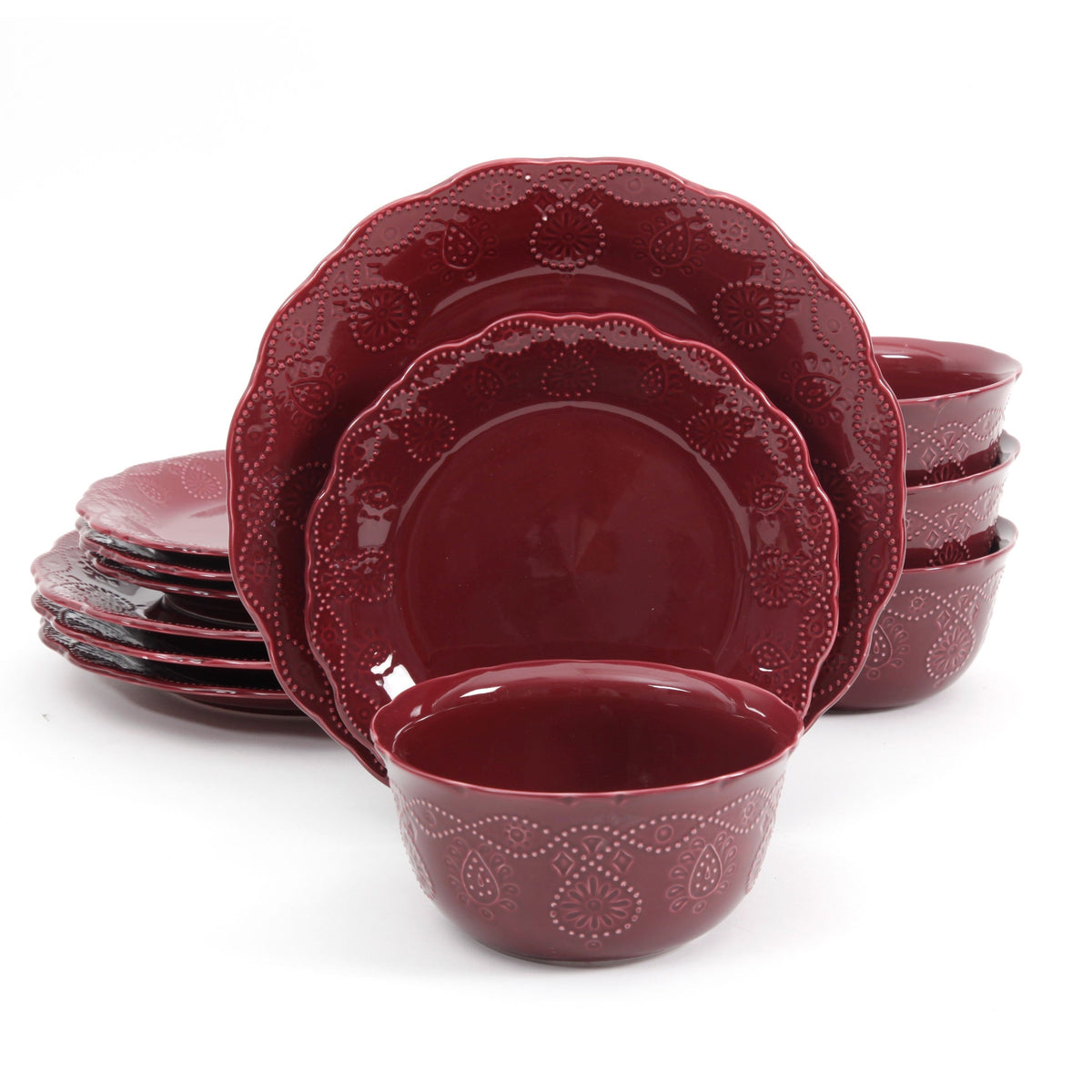 PioneerHome™ Cowgirl Lace 12-Piece Dinnerware Set, Red - PioneerHome™