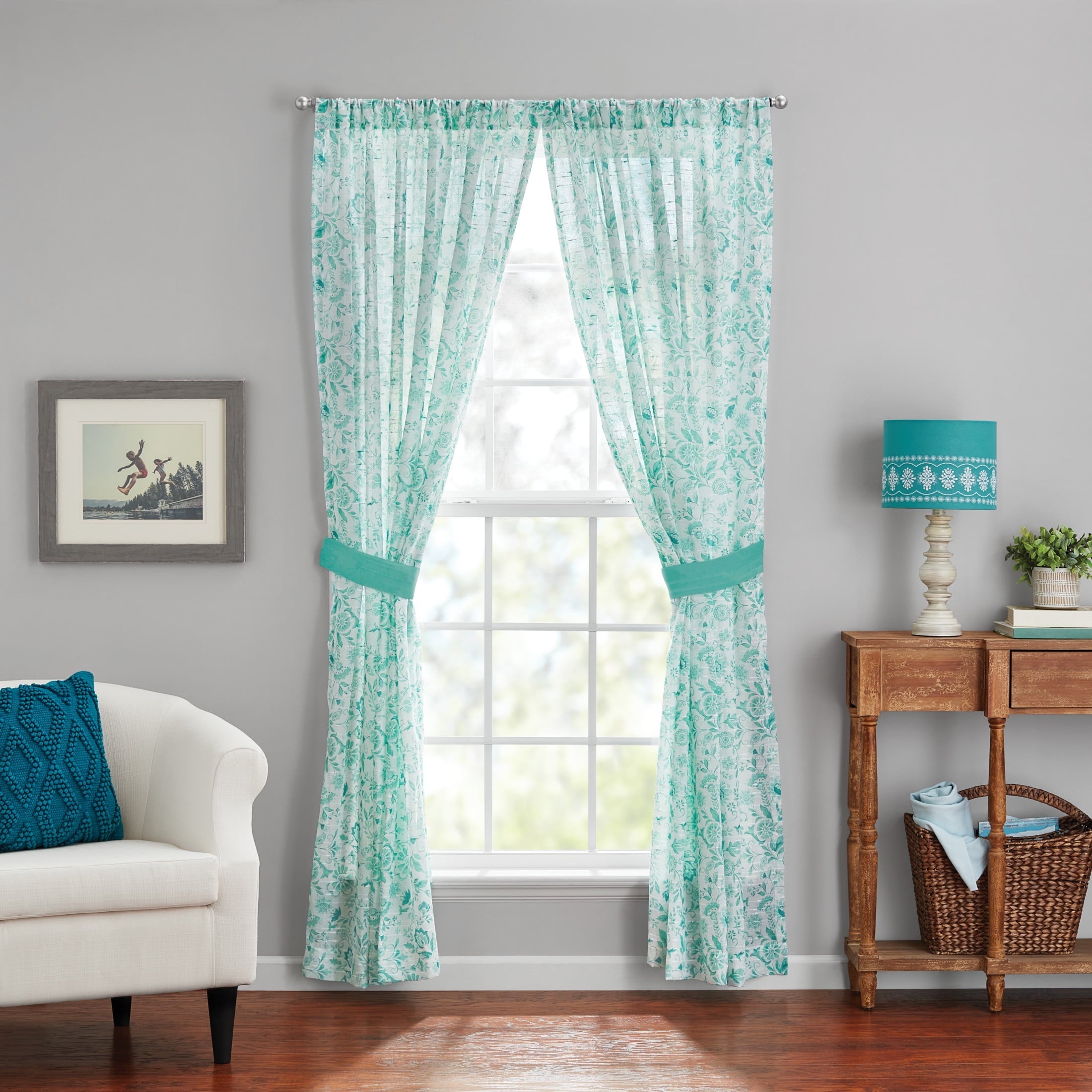 PioneerHome™ Maize Sheer Curtain Panel, Teal, 1 Panel, 50"W x 84"L - PioneerHome™