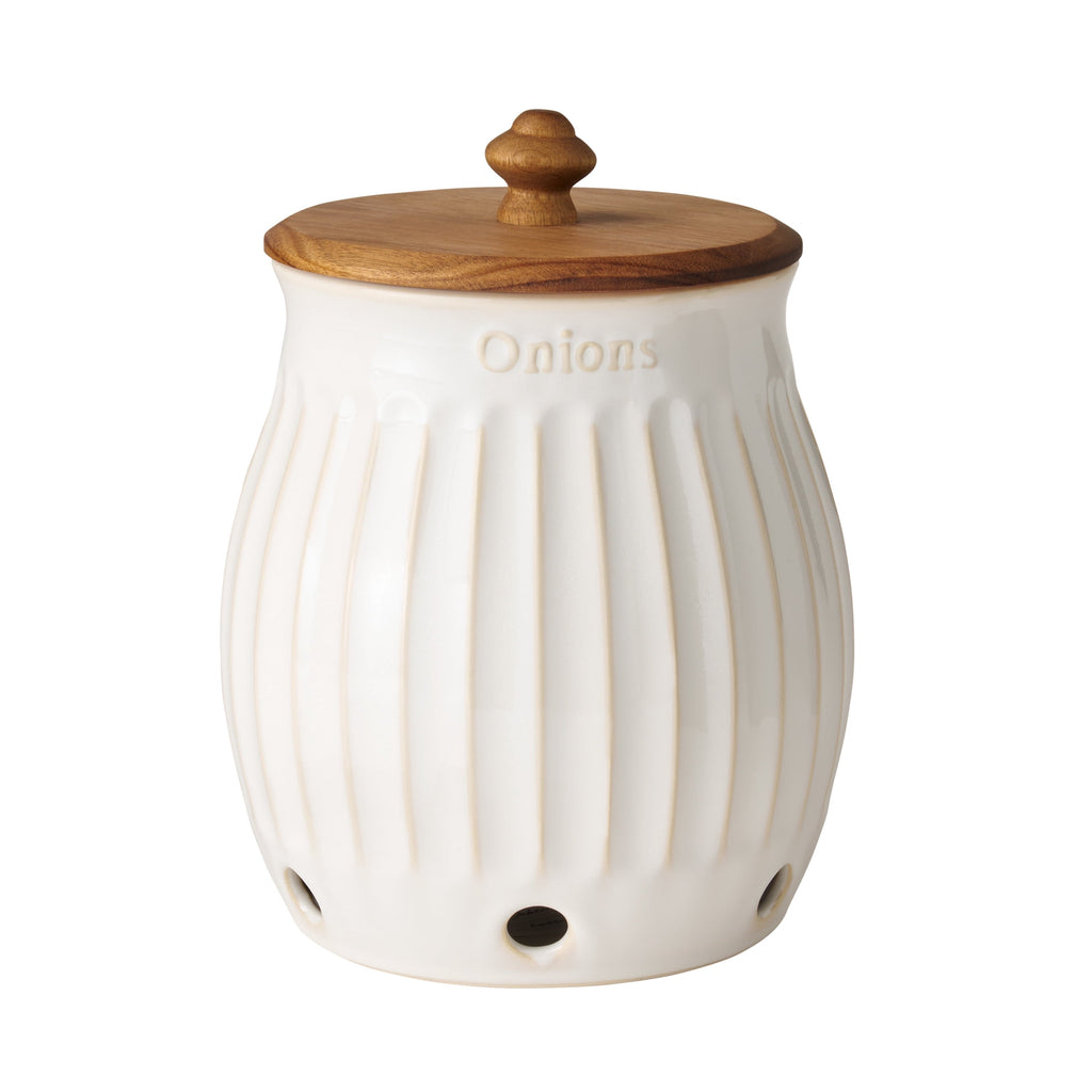 PioneerHome™ Colette Stoneware Onion Keeper, White - PioneerHome™