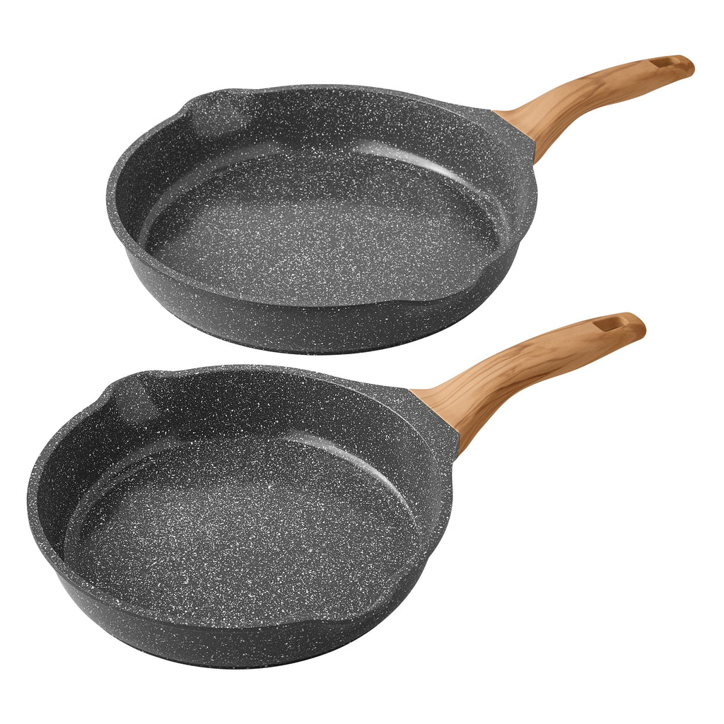 PioneerHome™ Prairie Signature 2-Piece Cast Aluminum 10" & 12" Fry Pan Set, Charcoal Speckle - PioneerHome™