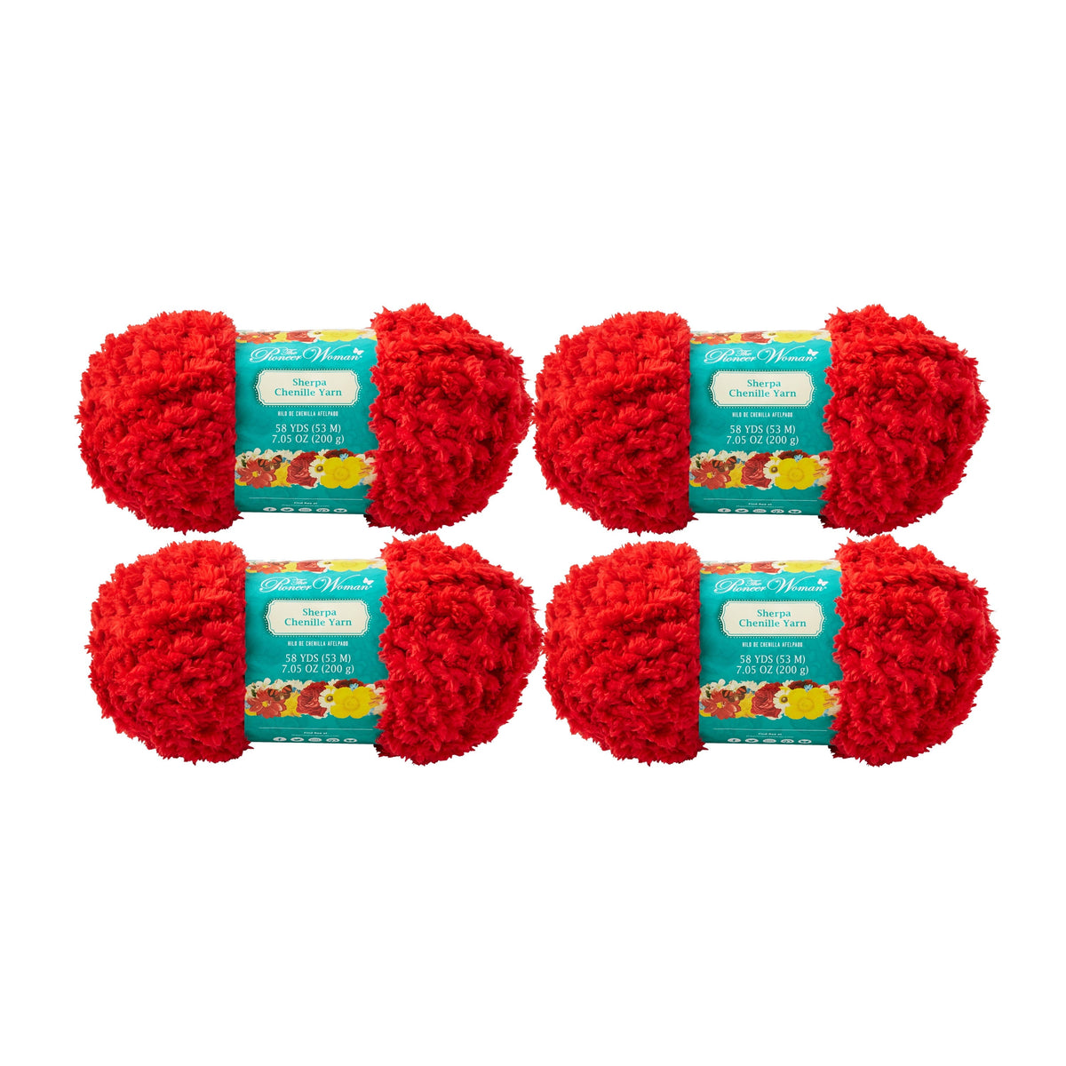 PioneerHome™ Sherpa Chenille Red Yarn, 58 Yards, 4 Pack - PioneerHome™